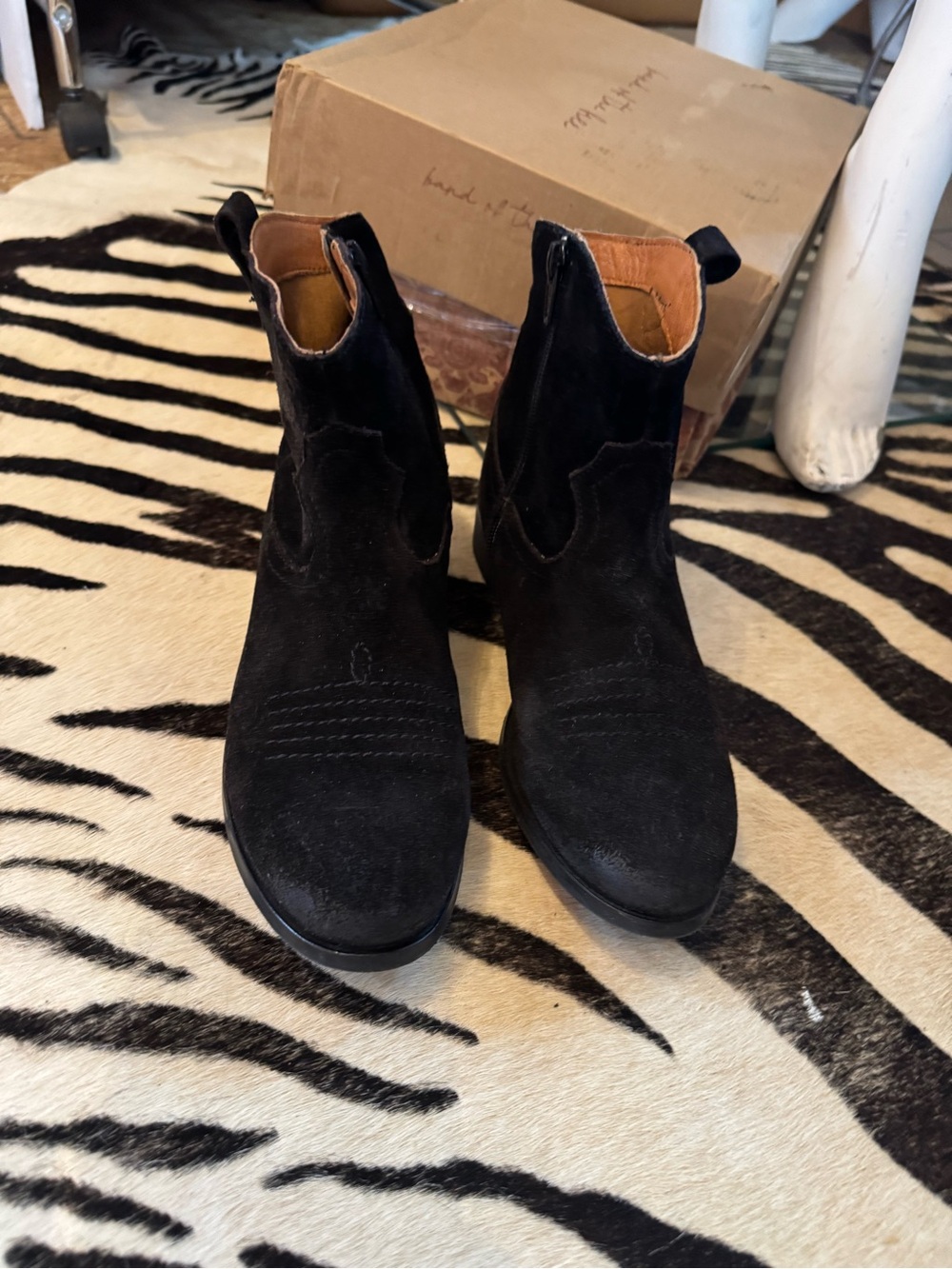 Free People Black Suede Ankle Booties